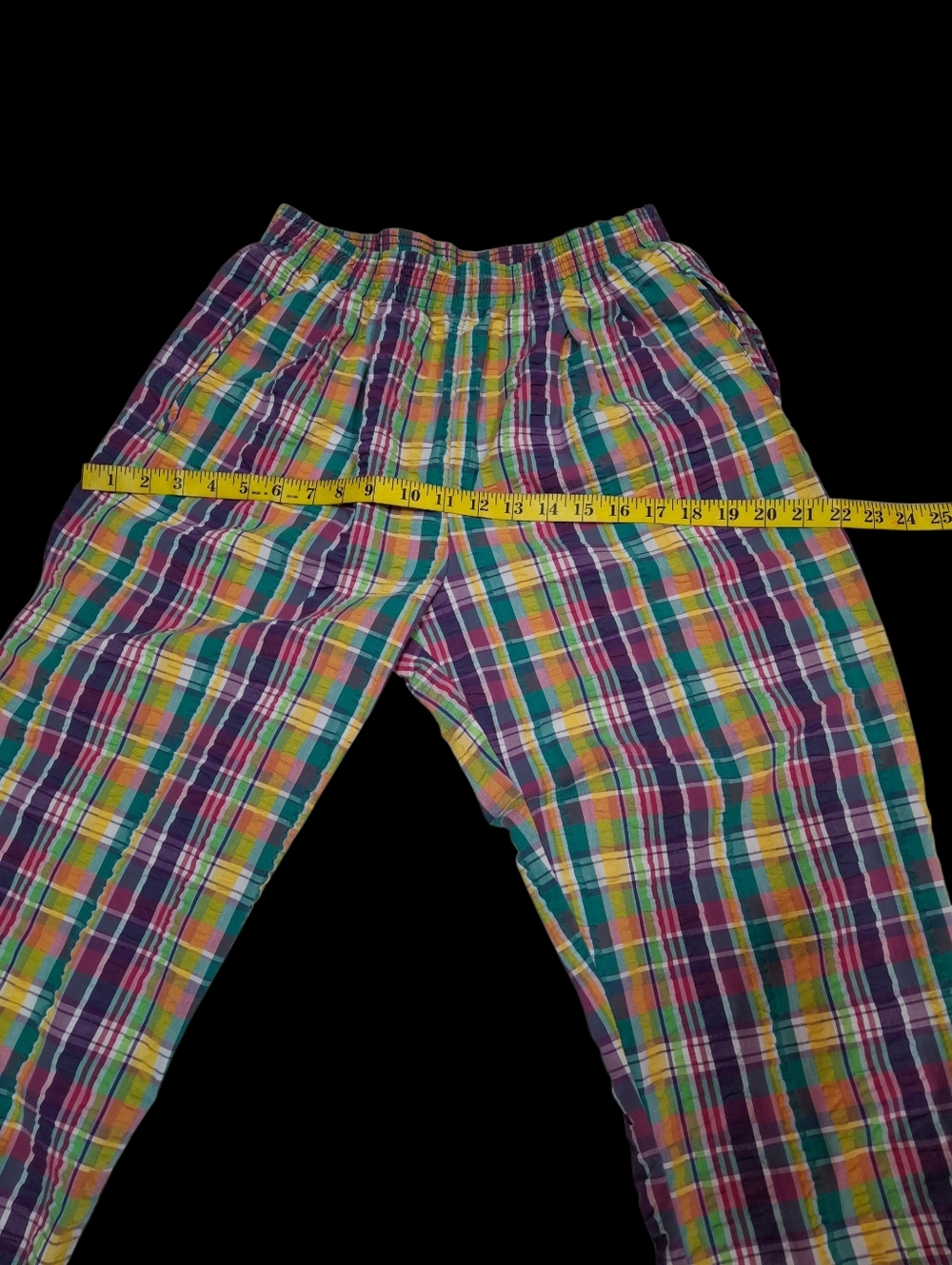 Napa Valley Colorful Plaid Comfort Waist Pull-On Cotton Pants Woman Size Medium - Picture 13 of 16